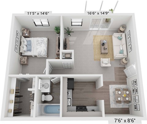 a 1 bedroom floor plan  lofts on the park